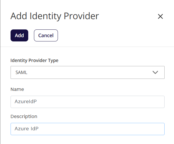Screenshot of Add Identity Provider.