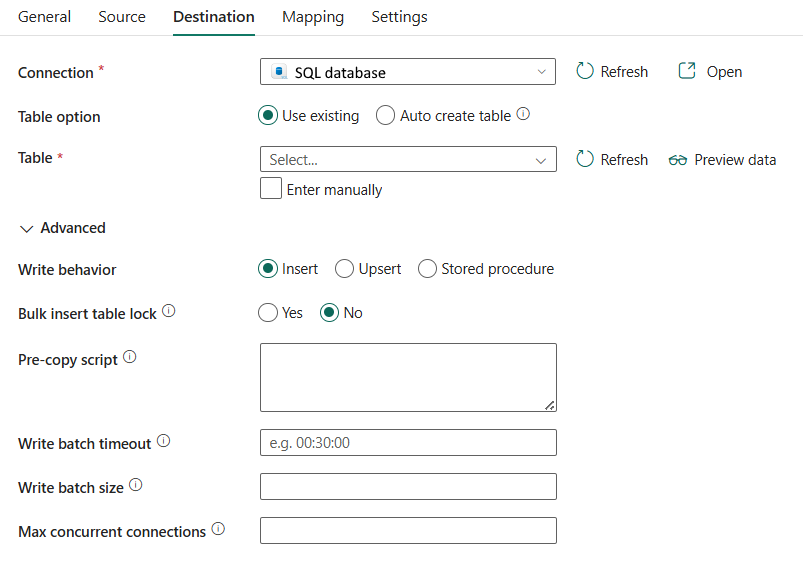 ที่แสดงแท็บปลายทาง