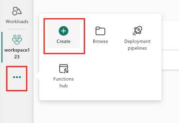 สกรีนช็อตของปุ่ม สร้าง ที่อยู่ในการนําทางเมนูแนวตั้ง
