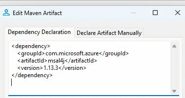 ภาพหน้าจอของแท็บการประกาศการพึ่งพา