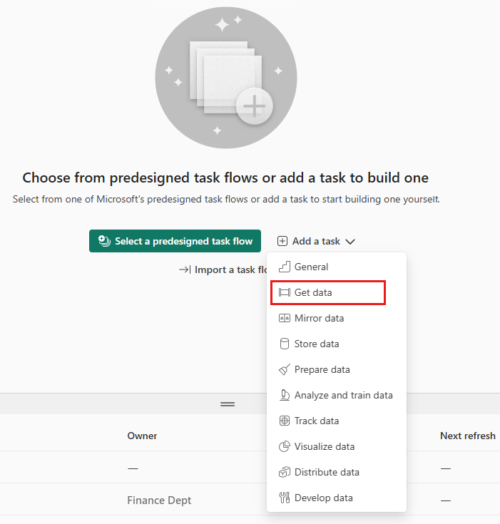 สกรีนช็อตที่แสดงตัวเลือกดรอปดาวน์ของงานเพิ่มเติมบนพื้นที่ทํางานของลําดับงาน
