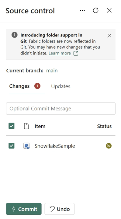 สกรีนช็อตของการเปลี่ยนแปลงฐานข้อมูลที่มิเรอร์ไปยัง Git