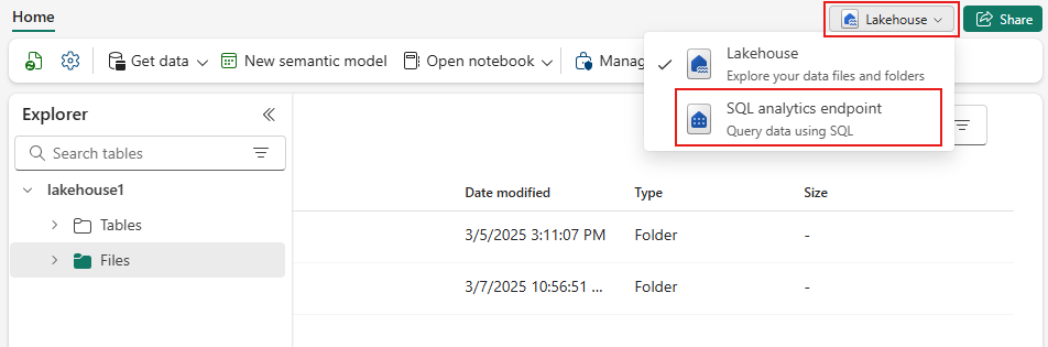 สกรีนช็อตที่แสดงการนําทางไปยังจุดสิ้นสุดการวิเคราะห์ SQL