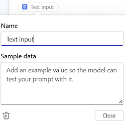 ภาพหน้าจอของการเปลี่ยนชื่ออินพุตและการเพิ่มข้อมูลตัวอย่าง
