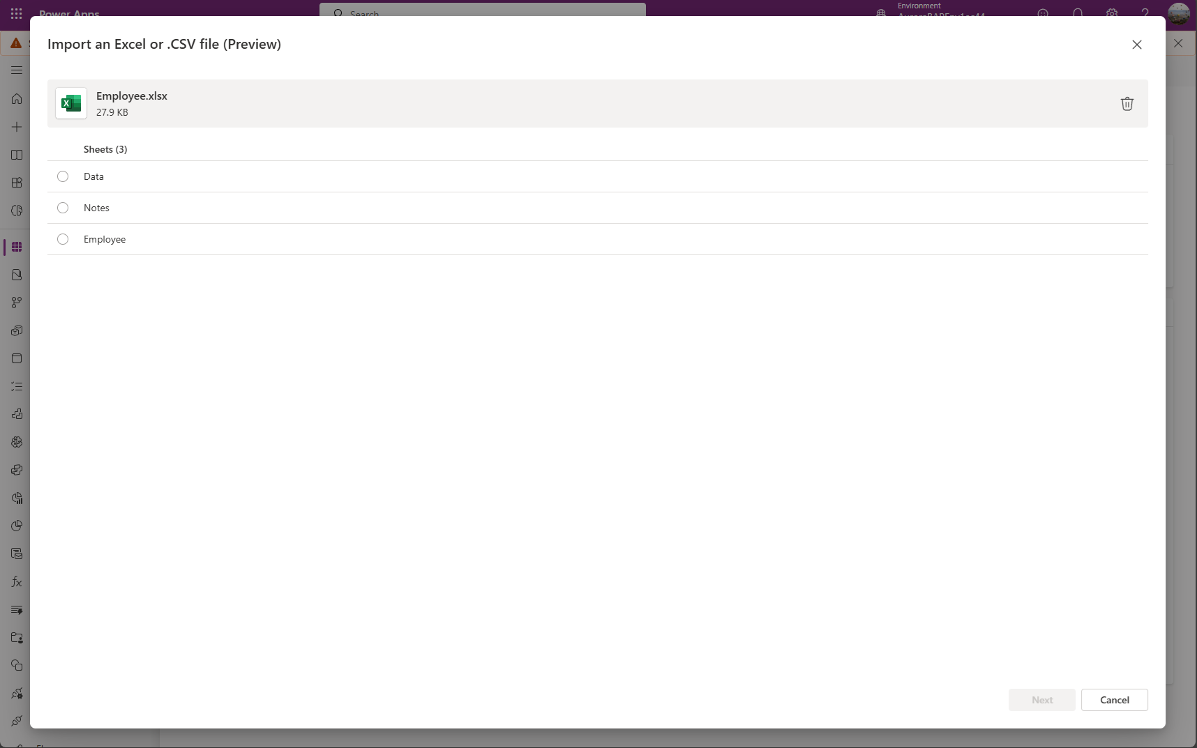 เลือกแผ่นงาน Excel ที่จะนําเข้า