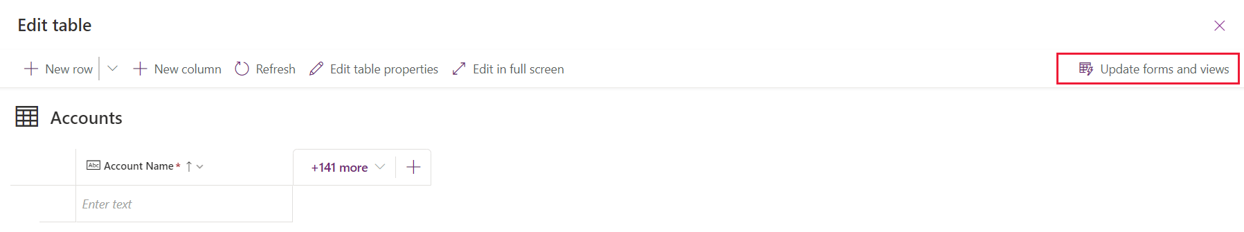 อัปเดตตัวเลือกฟอร์มและมุมมองในตัวออกแบบตารางแบบอินไลน์