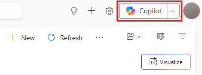 สกรีนช็อตที่แสดงปุ่ม Copilot บนหน้า