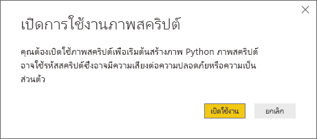 Screenshot of the Enable script visuals dialog, prompting you to enable it.