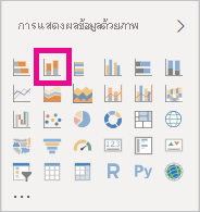 สกรีนช็อตของบานหน้าต่าง การแสดงภาพ ที่มีแผนภูมิคอลัมน์แบบเรียงซ้อนถูกเน้น