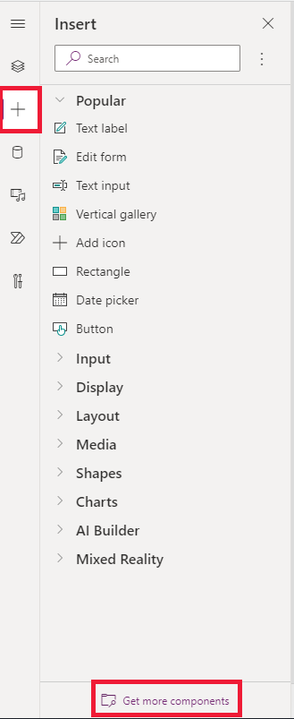 Insert components Insert components.