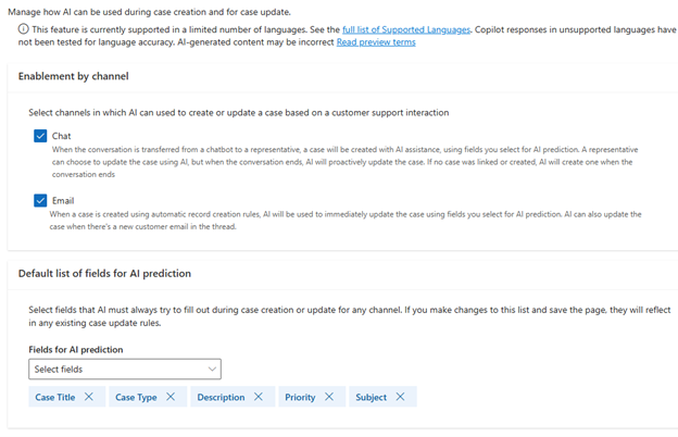 Screenshot showing the rules options for cases.