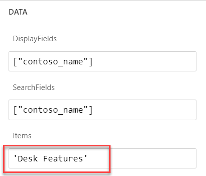 Screenshot of the data card properties.