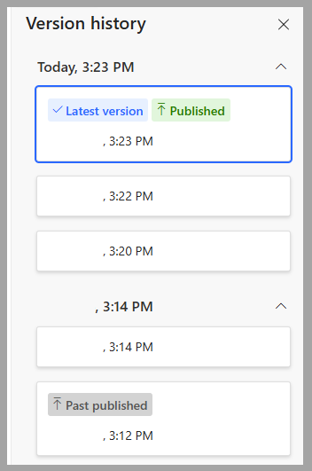 Screenshot of the Version history.