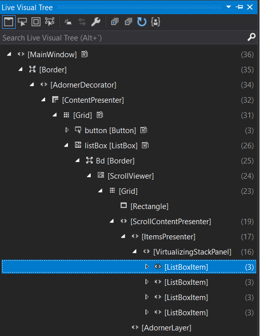 LiveVisualTree-ListBoxItems ListBoxItems in the Live Visual Tree