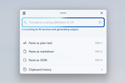 A screenshot of the Advanced Paste PowerToys utility for Windows.