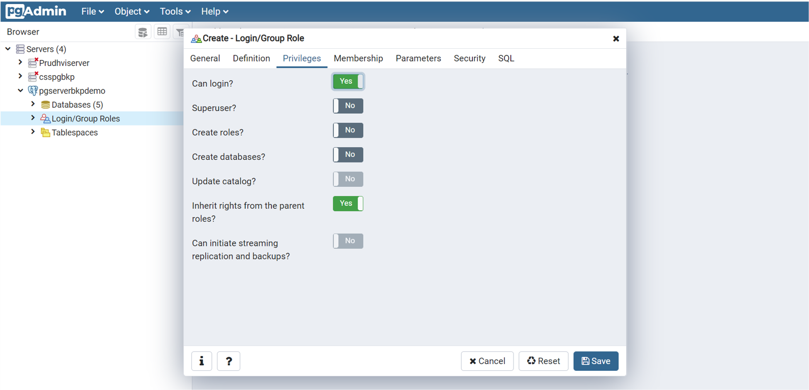 显示允许登录设置为“是”的切换的屏幕截图。