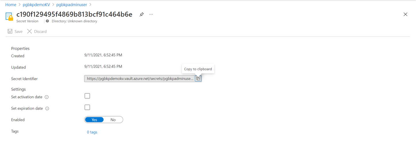 显示如何获取机密 U R I 的屏幕截图。