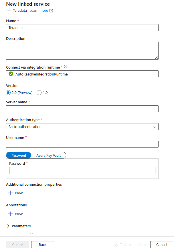 配置到 Teradata 的链接服务。