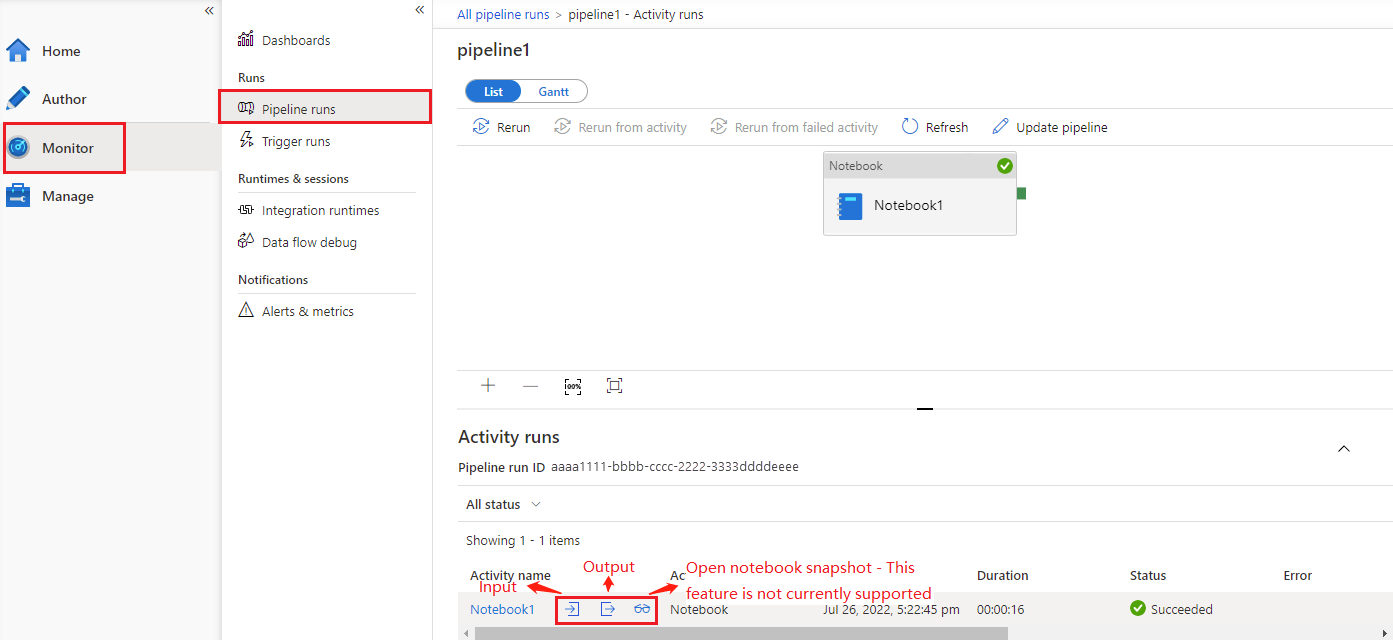 笔记本活动的输入和输出的屏幕截图。