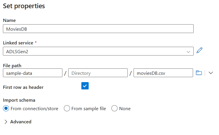 用于创建数据集的窗格的屏幕截图。