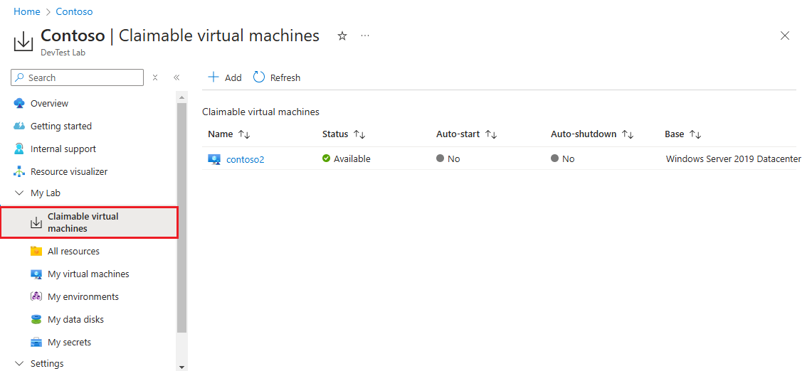 实验室可认领虚拟机页面的屏幕截图。