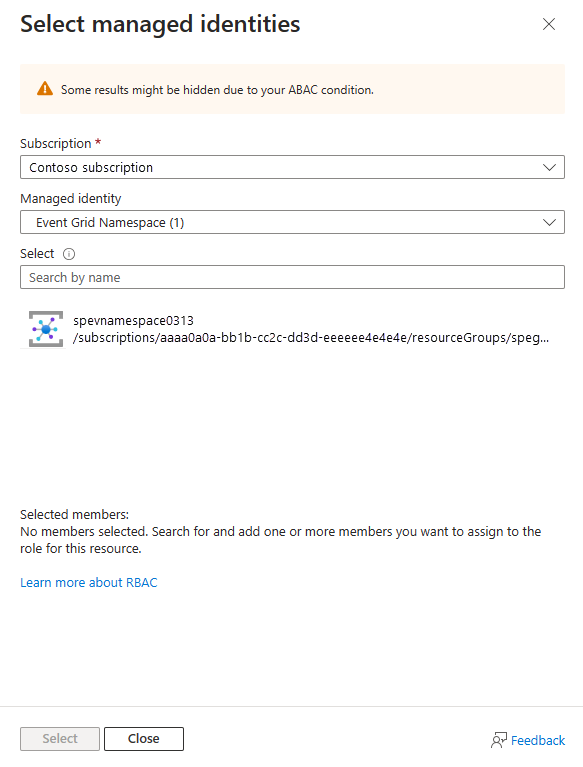 显示“选择托管标识”页面的屏幕截图。