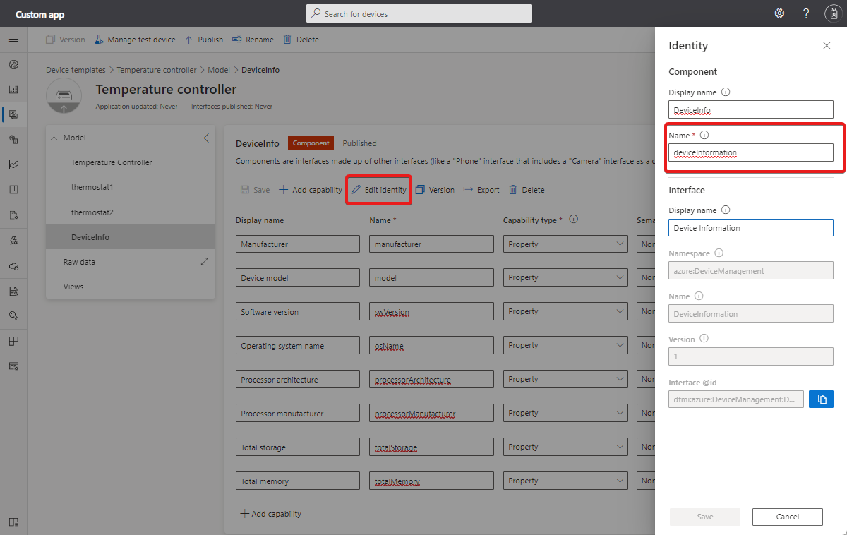 显示如何查找组件名称的屏幕截图。