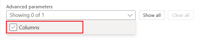 屏幕截图显示在“高级参数”列表中选择了“标准工作流”和“列”参数。