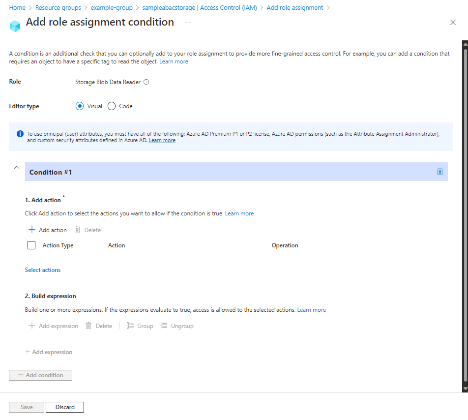 用于添加新条件的“添加角色分配条件”页面的屏幕截图。