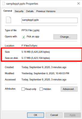 未分层时文件属性的屏幕截图 - 命名空间 + 文件内容。