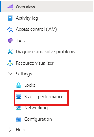 有关选择使用 Microsoft.FileShares 创建的文件共享的大小和性能的图像