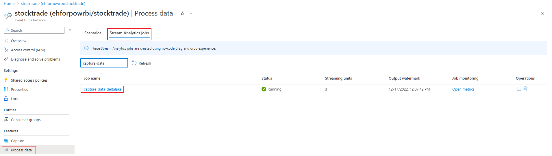 屏幕截图显示已选中“打开指标”链接。