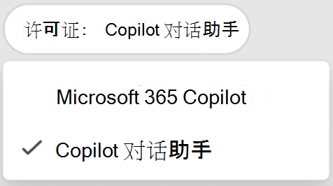 显示Copilot 对话助手筛选器的屏幕截图。