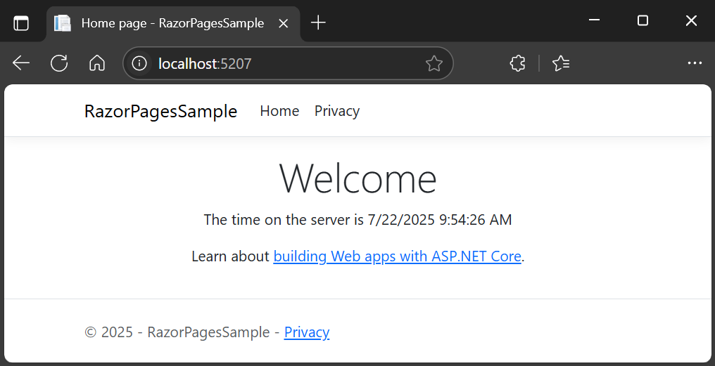Web 应用主页，其中显示了所做的更改。