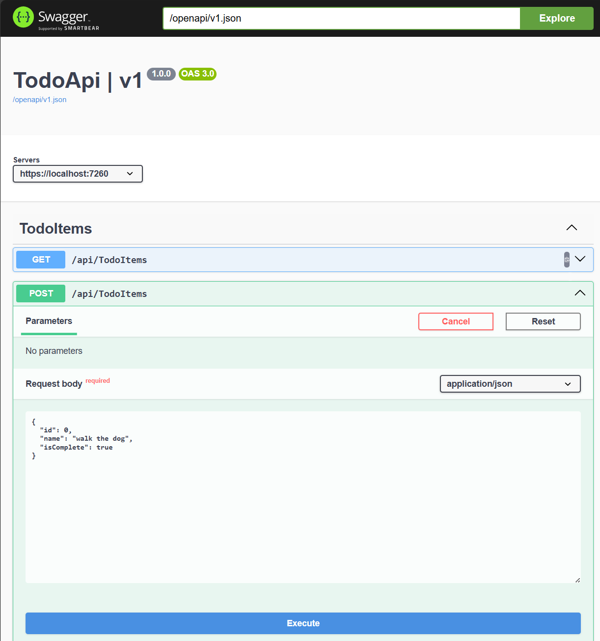 使用 Post 请求的 Swagger