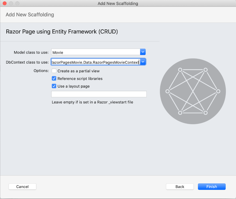 在 Mac 上添加 Razor Pages