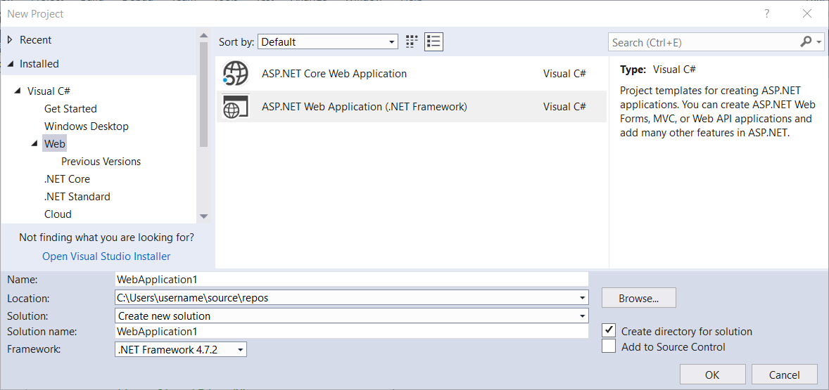 单击以展开图像 “新建项目”对话框