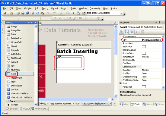 将面板从工具箱拖到设计器上