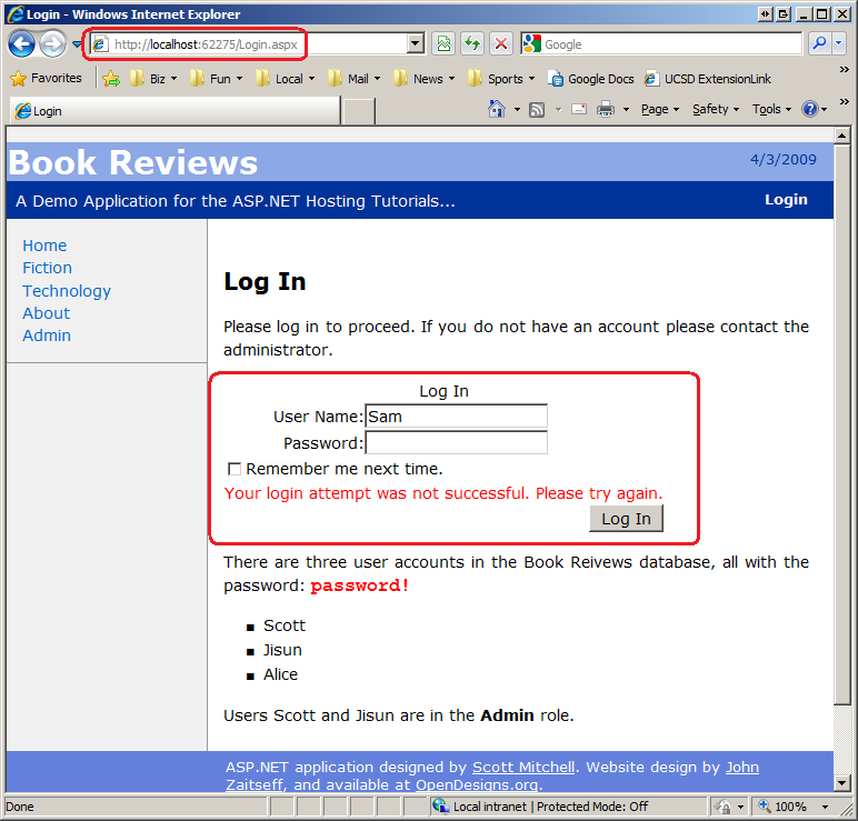 创建新用户无法在开发环境中登录的登录屏幕的屏幕截图。