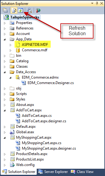 显示刷新视图的位置的屏幕截图。