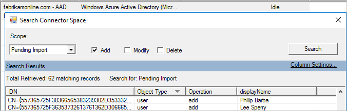 连接器空间搜索中孤立对象的屏幕截图