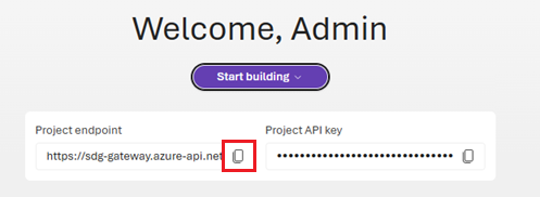 显示端点 URL 和复制按钮的 Microsoft Foundry Models 欢迎屏幕的屏幕截图。