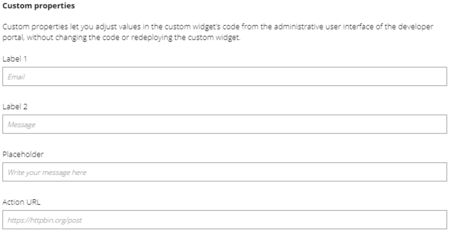 显示开发人员门户中的自定义属性页的屏幕截图。