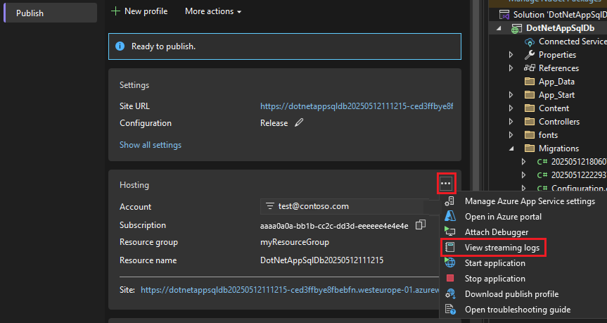 显示“启用日志流式处理”的屏幕截图。