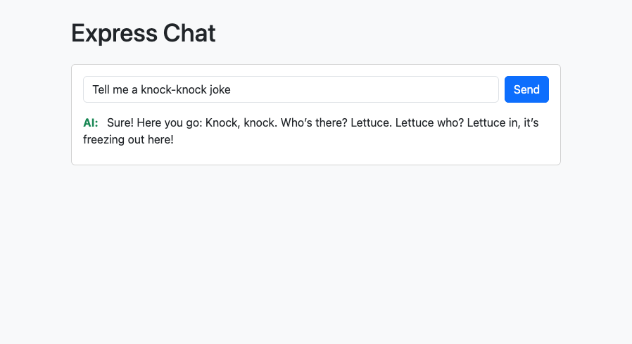 显示 Azure 应用服务中运行的聊天机器人的屏幕截图。