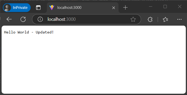 浏览器的屏幕截图，其中显示了应用程序配置中更新的消息。
