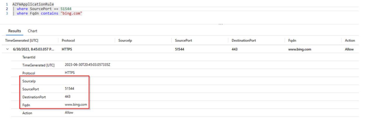 显示 AZFWApplicationRule 信息的屏幕截图。