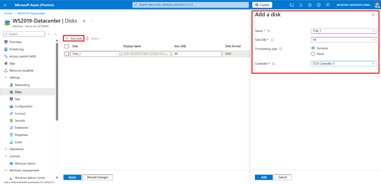 显示添加磁盘界面的截图。