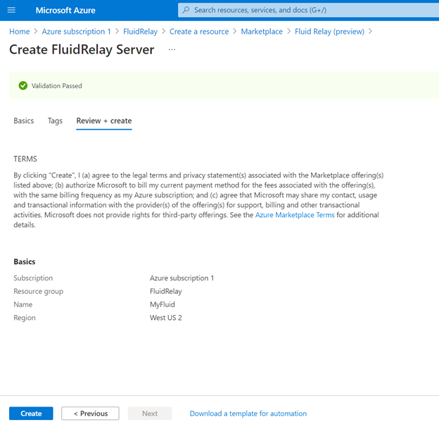 验证成功完成后的新服务页的屏幕截图。