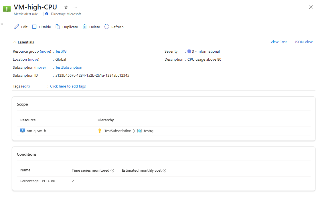 显示多资源警报规则的屏幕截图。